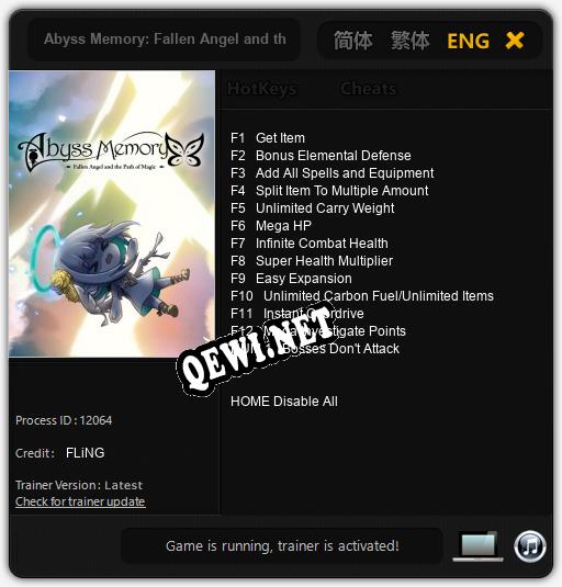 Трейнер для Abyss Memory: Fallen Angel and the Path of Magic [v1.0.4]