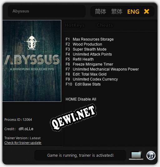 Abyssus: ТРЕЙНЕР И ЧИТЫ (V1.0.15)