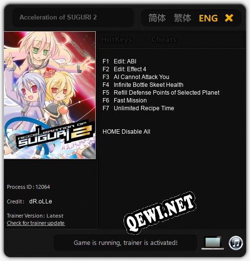 Трейнер для Acceleration of SUGURI 2 [v1.0.4]