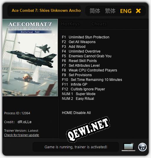 Трейнер для Ace Combat 7: Skies Unknown Anchorhead Raid [v1.0.4]