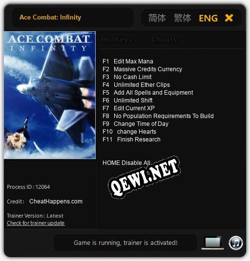 Ace Combat: Infinity: Читы, Трейнер +11 [CheatHappens.com]