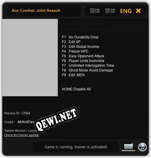 Ace Combat: Joint Assault: ТРЕЙНЕР И ЧИТЫ (V1.0.15)