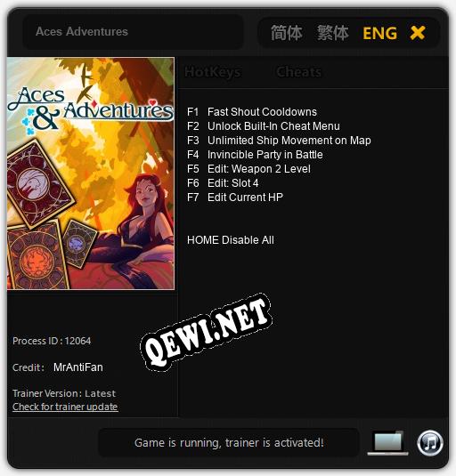 Aces Adventures: Трейнер +7 [v1.4]