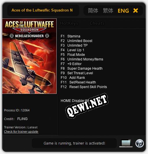 Aces of the Luftwaffe: Squadron Nebelgeschwader: Трейнер +12 [v1.3]