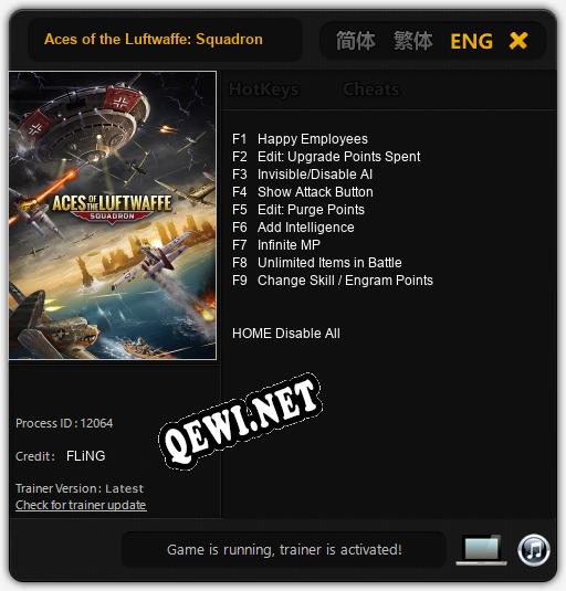 Aces of the Luftwaffe: Squadron: Читы, Трейнер +9 [FLiNG]