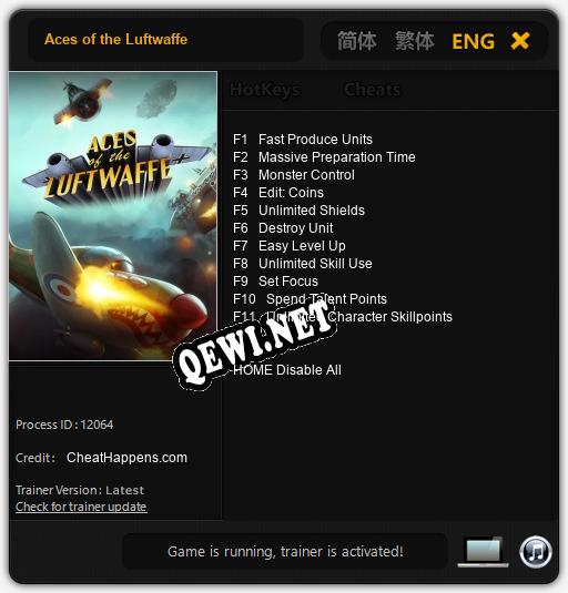 Трейнер для Aces of the Luftwaffe [v1.0.8]