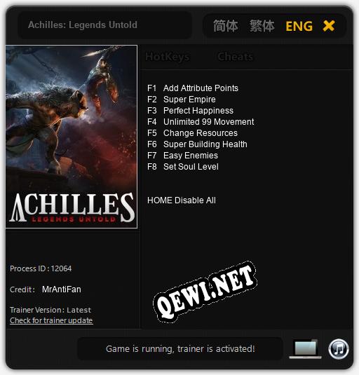 Achilles: Legends Untold: Читы, Трейнер +8 [MrAntiFan]