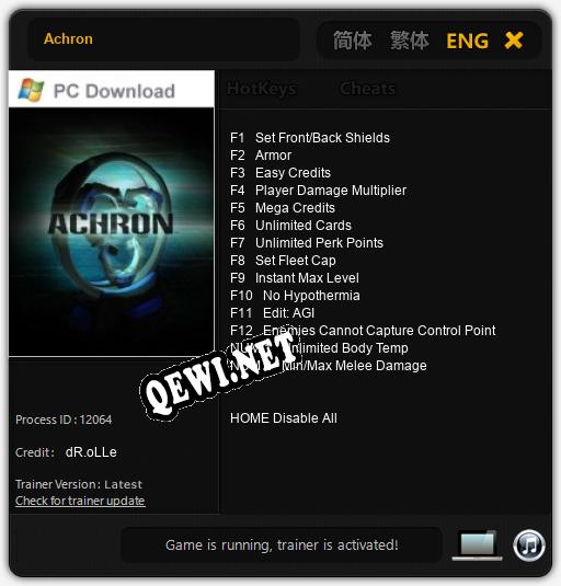 Achron: ТРЕЙНЕР И ЧИТЫ (V1.0.82)