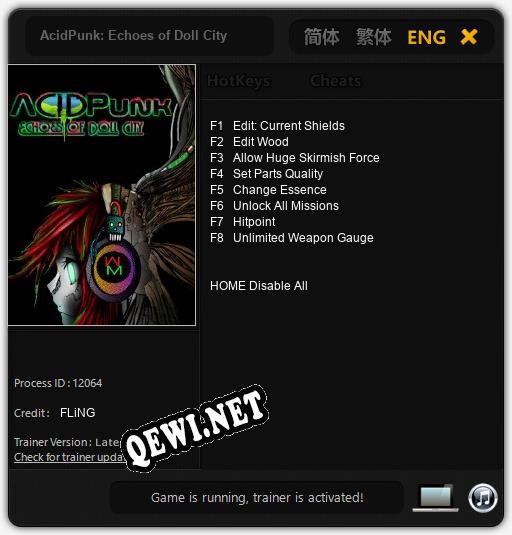 Трейнер для AcidPunk: Echoes of Doll City [v1.0.9]