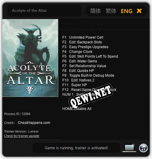 Трейнер для Acolyte of the Altar [v1.0.2]