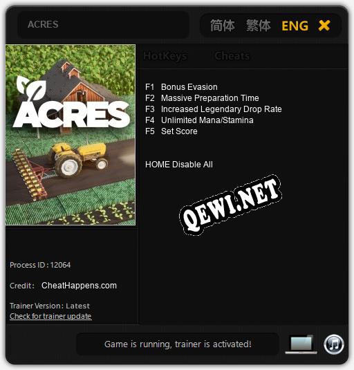 Трейнер для ACRES [v1.0.7]