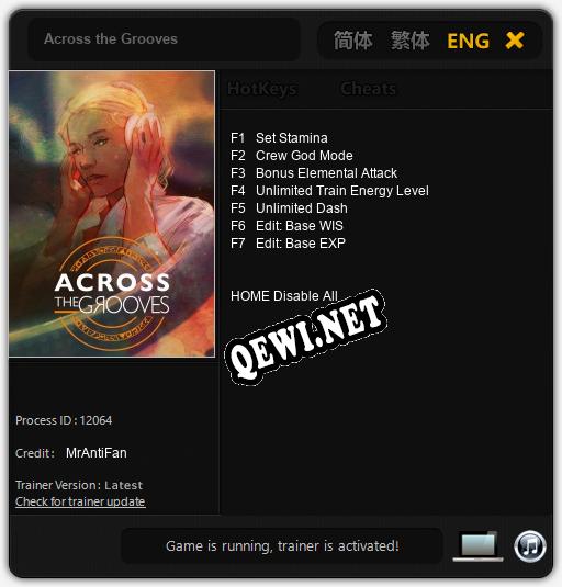 Across the Grooves: Трейнер +7 [v1.1]