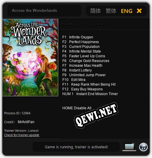 Трейнер для Across the Wonderlands [v1.0.4]
