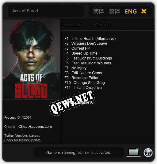Acts of Blood: ТРЕЙНЕР И ЧИТЫ (V1.0.79)