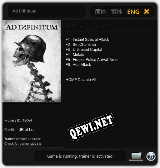 Трейнер для Ad Infinitum [v1.0.5]