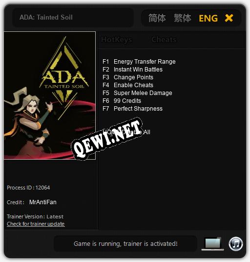 ADA: Tainted Soil: ТРЕЙНЕР И ЧИТЫ (V1.0.12)
