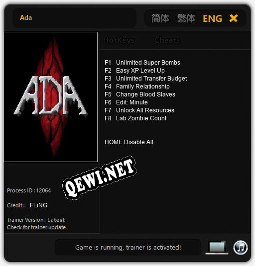 Ada: Читы, Трейнер +8 [FLiNG]