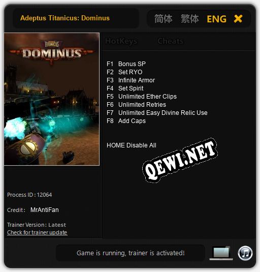 Трейнер для Adeptus Titanicus: Dominus [v1.0.5]