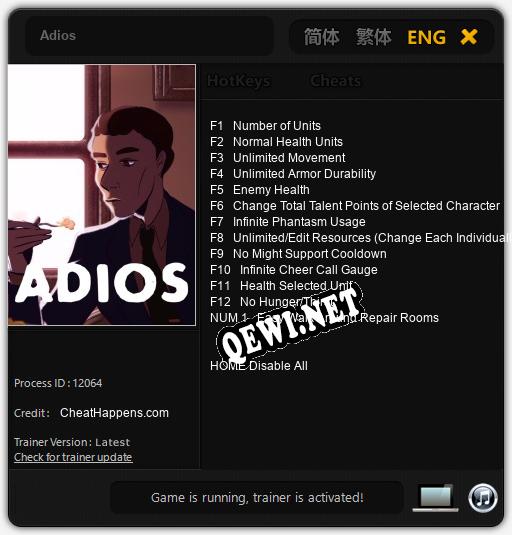 Adios: Трейнер +13 [v1.4]