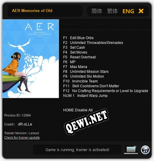 Трейнер для AER Memories of Old [v1.0.2]
