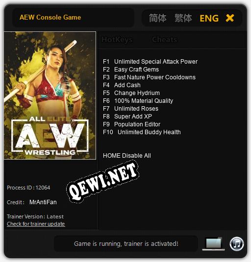 AEW Console Game: Трейнер +10 [v1.6]