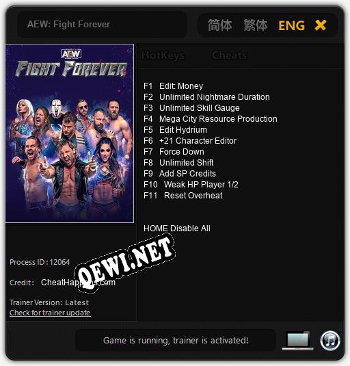 AEW: Fight Forever: Читы, Трейнер +11 [CheatHappens.com]