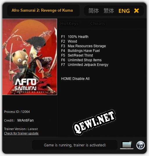 Afro Samurai 2: Revenge of Kuma: Трейнер +7 [v1.8]