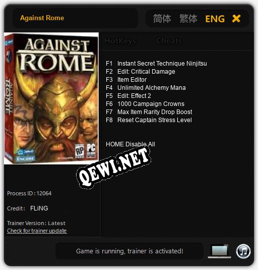 Трейнер для Against Rome [v1.0.3]