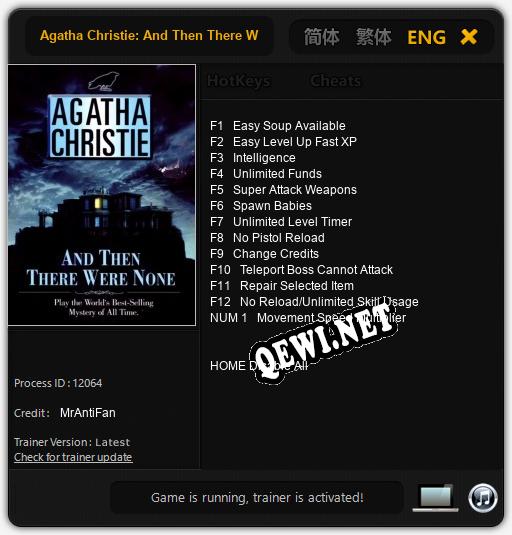 Трейнер для Agatha Christie: And Then There Were None [v1.0.1]