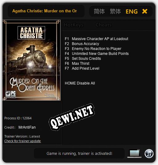 Agatha Christie: Murder on the Orient Express: Читы, Трейнер +7 [MrAntiFan]