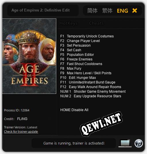 Age of Empires 2: Definitive Edition: ТРЕЙНЕР И ЧИТЫ (V1.0.80)