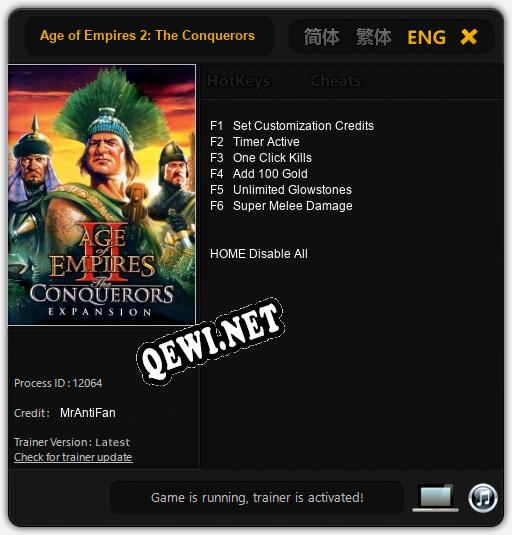 Трейнер для Age of Empires 2: The Conquerors [v1.0.8]