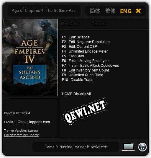 Трейнер для Age of Empires 4: The Sultans Ascend [v1.0.9]