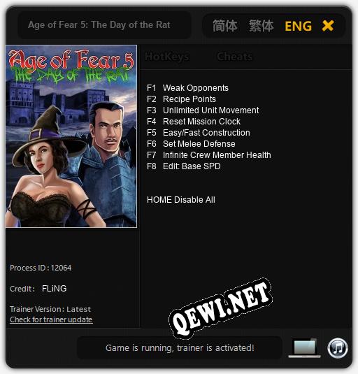 Age of Fear 5: The Day of the Rat: Трейнер +8 [v1.1]
