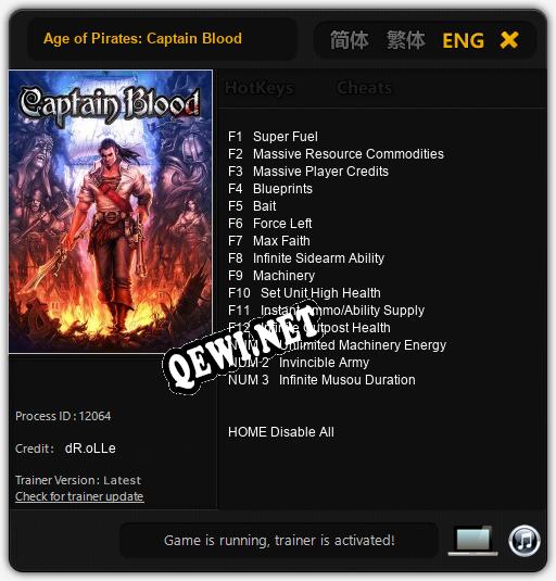 Трейнер для Age of Pirates: Captain Blood [v1.0.5]