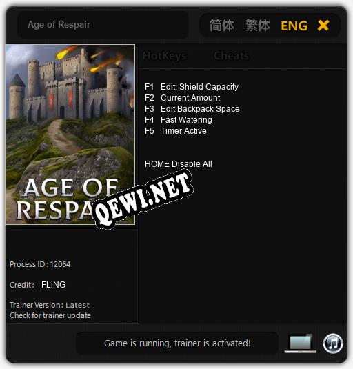 Трейнер для Age of Respair [v1.0.4]