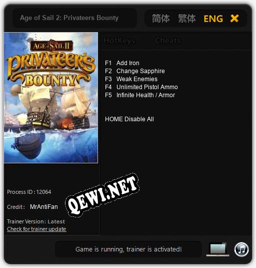 Age of Sail 2: Privateers Bounty: ТРЕЙНЕР И ЧИТЫ (V1.0.83)