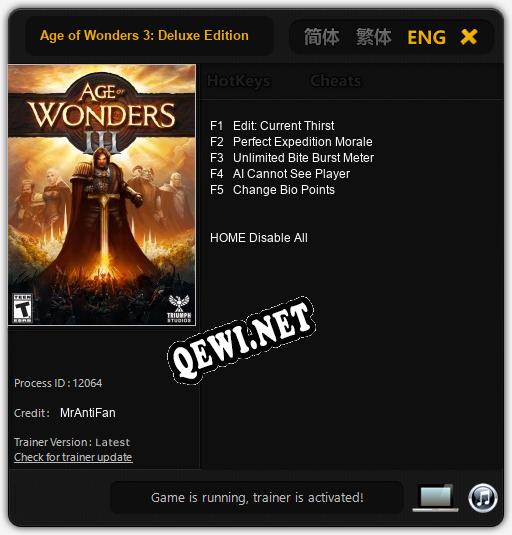 Трейнер для Age of Wonders 3: Deluxe Edition [v1.0.7]