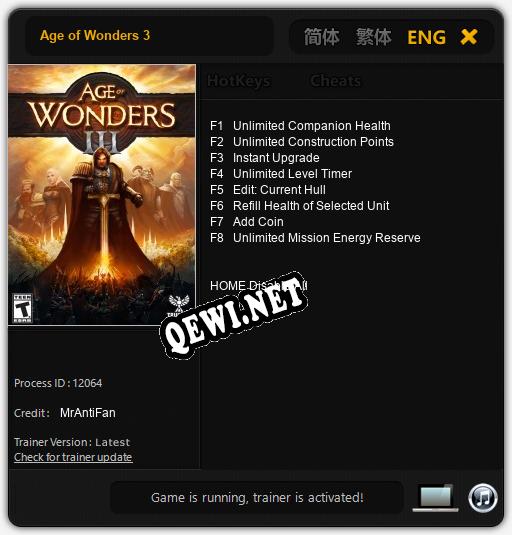 Трейнер для Age of Wonders 3 [v1.0.9]
