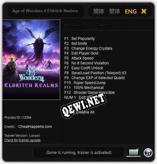 Трейнер для Age of Wonders 4 Eldritch Realms [v1.0.6]