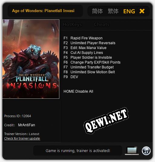 Age of Wonders: Planetfall Invasion: ТРЕЙНЕР И ЧИТЫ (V1.0.31)