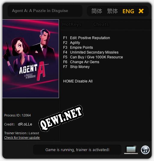 Agent A: A Puzzle in Disguise: ТРЕЙНЕР И ЧИТЫ (V1.0.51)