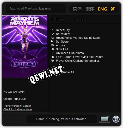 Agents of Mayhem: Lazarus: ТРЕЙНЕР И ЧИТЫ (V1.0.85)