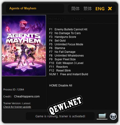 Agents of Mayhem: Читы, Трейнер +13 [CheatHappens.com]