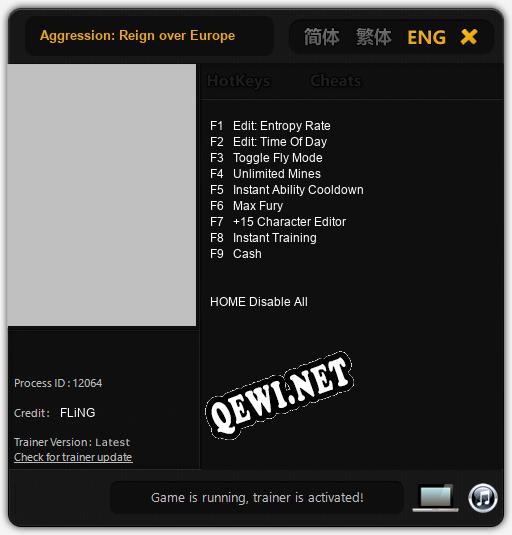 Трейнер для Aggression: Reign over Europe [v1.0.3]