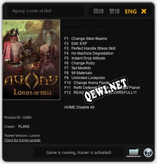 Agony: Lords of Hell: Трейнер +12 [v1.8]