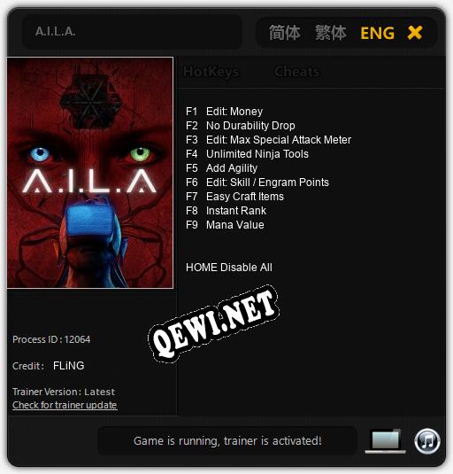 A.I.L.A.: Читы, Трейнер +9 [FLiNG]