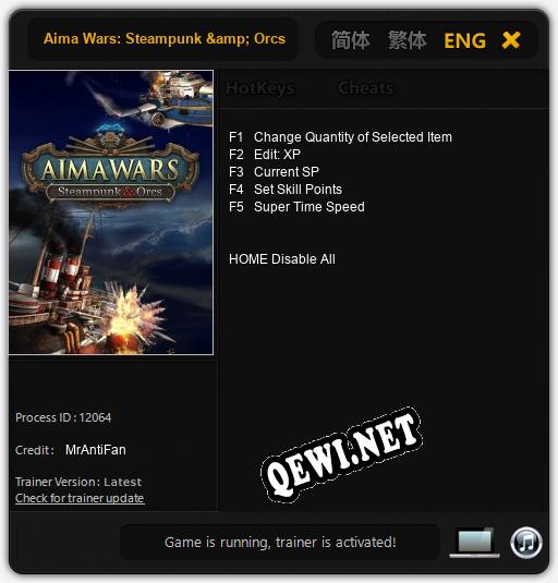 Трейнер для Aima Wars: Steampunk & Orcs [v1.0.6]