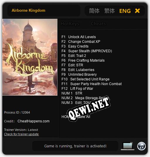 Трейнер для Airborne Kingdom [v1.0.6]