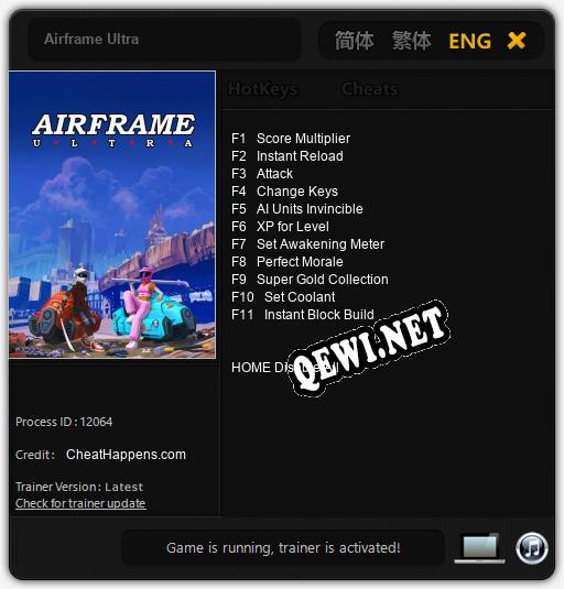 Airframe Ultra: Читы, Трейнер +11 [CheatHappens.com]